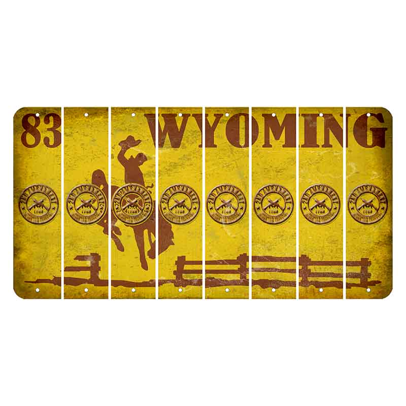 Wyoming Yellow Cut License Plate Strips (Set of 8) 2nd Amendment