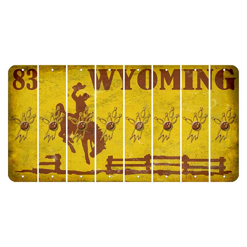 Wyoming Yellow Cut License Plate Strips (Set of 8) Bowling