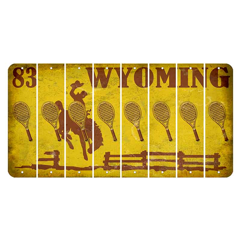 Wyoming Yellow Cut License Plate Strips (Set of 8) Tennis Racket