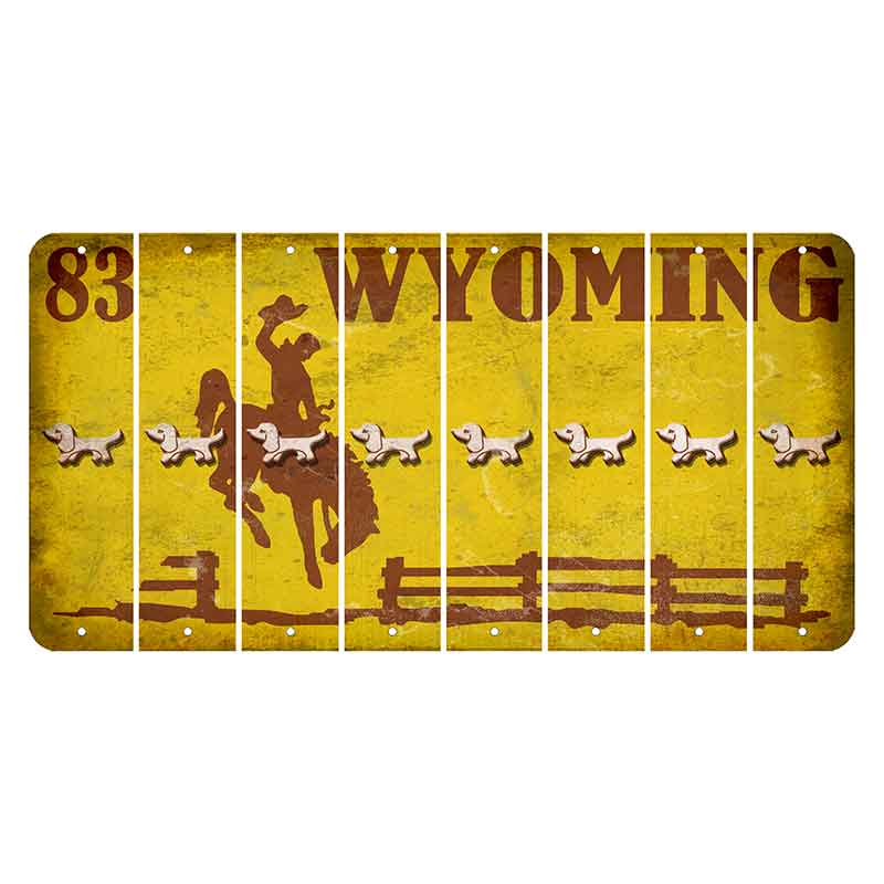 Wyoming Yellow Cut License Plate Strips (Set of 8) Dog