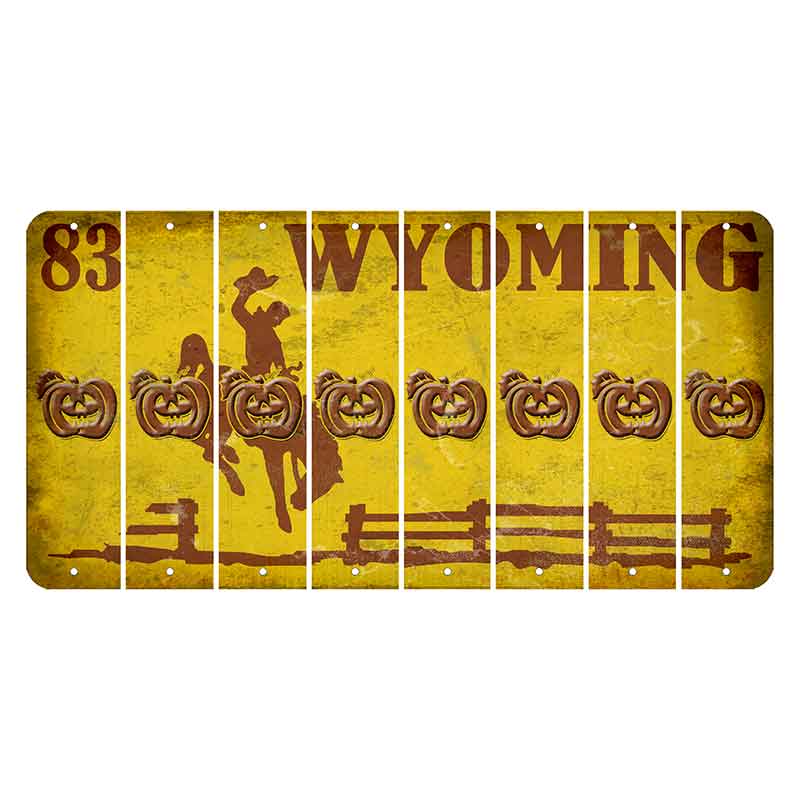 Wyoming Yellow Cut License Plate Strips (Set of 8) Pumpkin