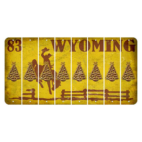 Wyoming Yellow Cut License Plate Strips (Set of 8) Christmas Tree