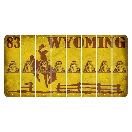 Wyoming Yellow Cut License Plate Strips (Set of 8) Santa Claus