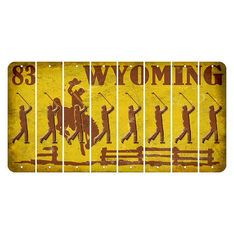 Wyoming Yellow Cut License Plate Strips (Set of 8) Male Golfer