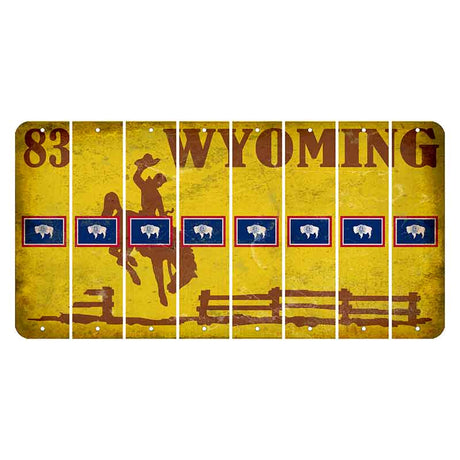 Wyoming Yellow Cut License Plate Strips (Set of 8) State Flag