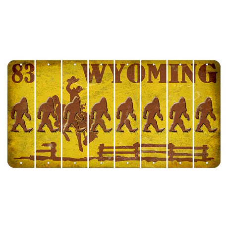 Wyoming Yellow Cut License Plate Strips (Set of 8) Bigfoot