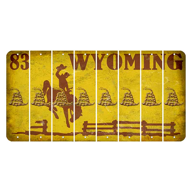 Wyoming Yellow Cut License Plate Strips (Set of 8) Gadsden