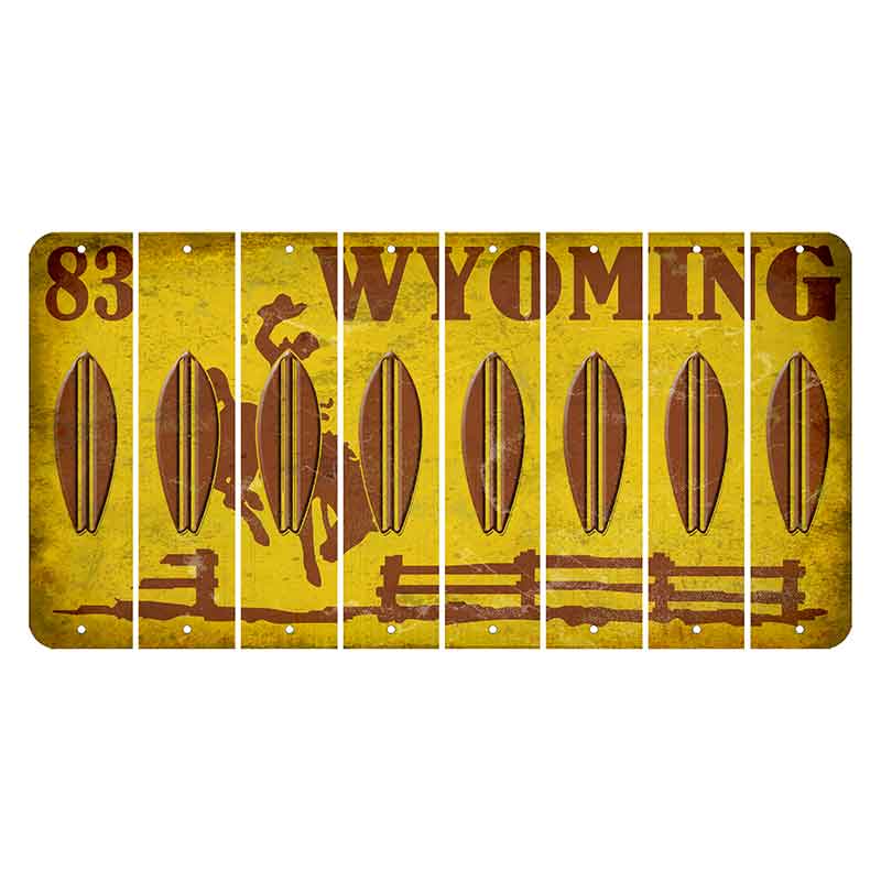 Wyoming Yellow Cut License Plate Strips (Set of 8) Surfboard