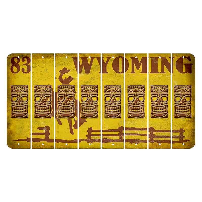 Wyoming Yellow Cut License Plate Strips (Set of 8) Tiki