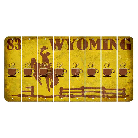 Wyoming Yellow Cut License Plate Strips (Set of 8) Coffee Mug