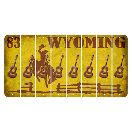 Wyoming Yellow Cut License Plate Strips (Set of 8) Guitar