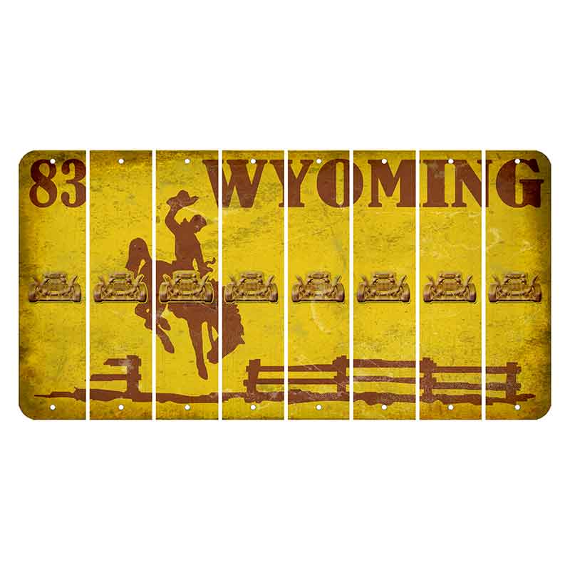 Wyoming Yellow Cut License Plate Strips (Set of 8) Hot Rod