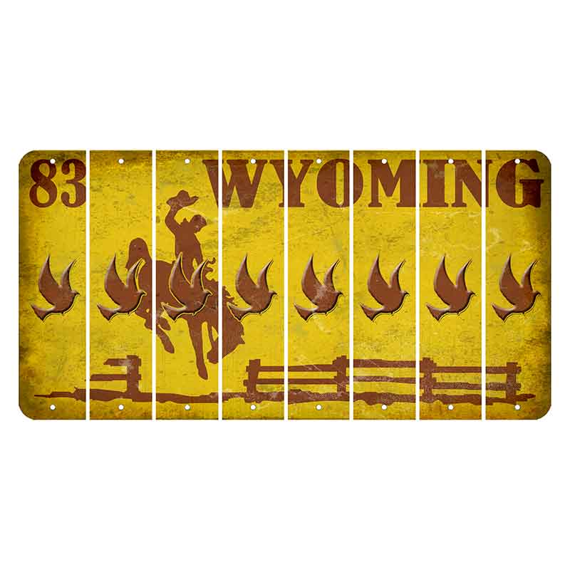 Wyoming Yellow Cut License Plate Strips (Set of 8) Dove