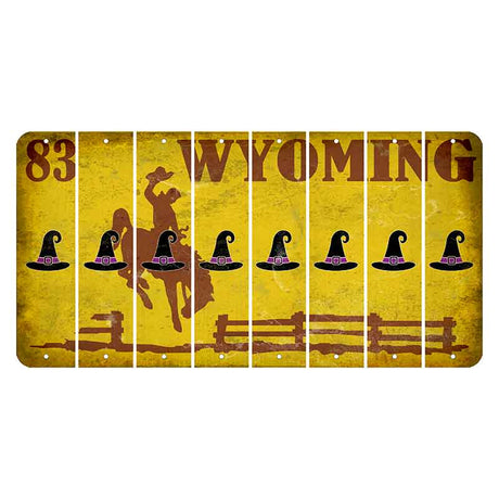 Wyoming Yellow Cut License Plate Strips (Set of 8) Witches Hat