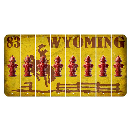 Wyoming Yellow Cut License Plate Strips (Set of 8) Fire Hydrant