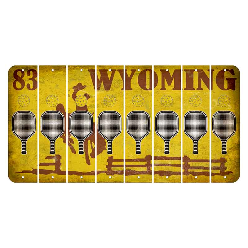 Wyoming Yellow Cut License Plate Strips (Set of 8) Pickleball