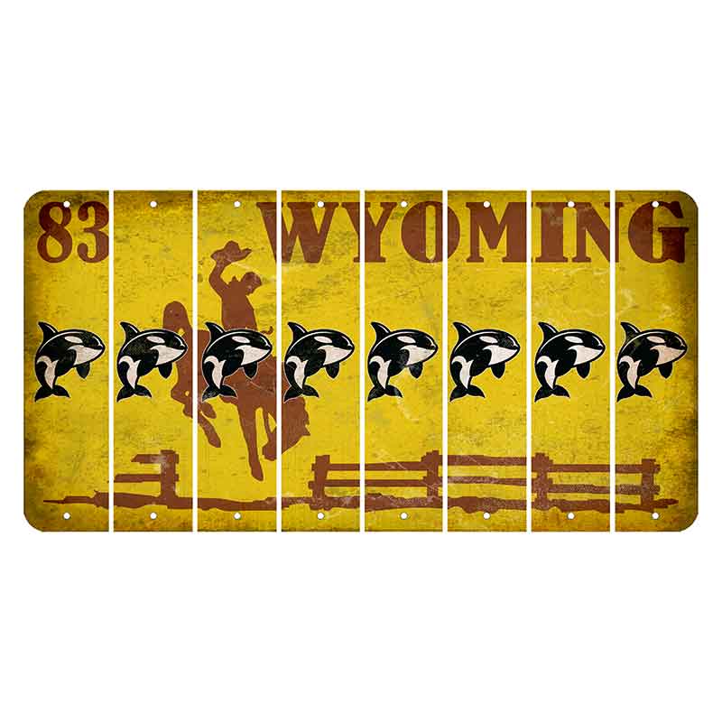 Wyoming Yellow Cut License Plate Strips (Set of 8) Whale