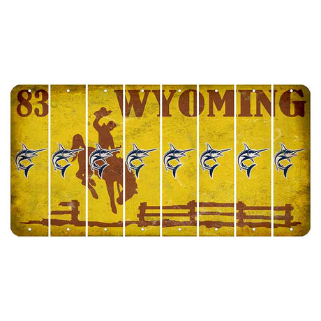 Wyoming Yellow Cut License Plate Strips (Set of 8) Swordfish