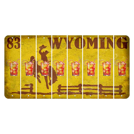 Wyoming Yellow Cut License Plate Strips (Set of 8) Cocktail