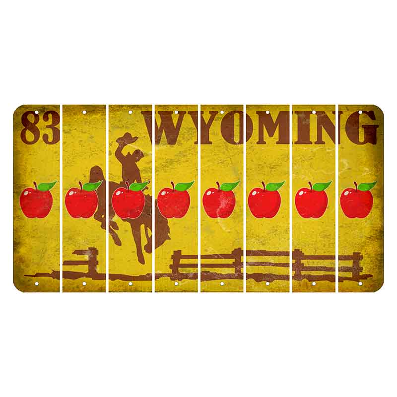 Wyoming Yellow Cut License Plate Strips (Set of 8) Apple