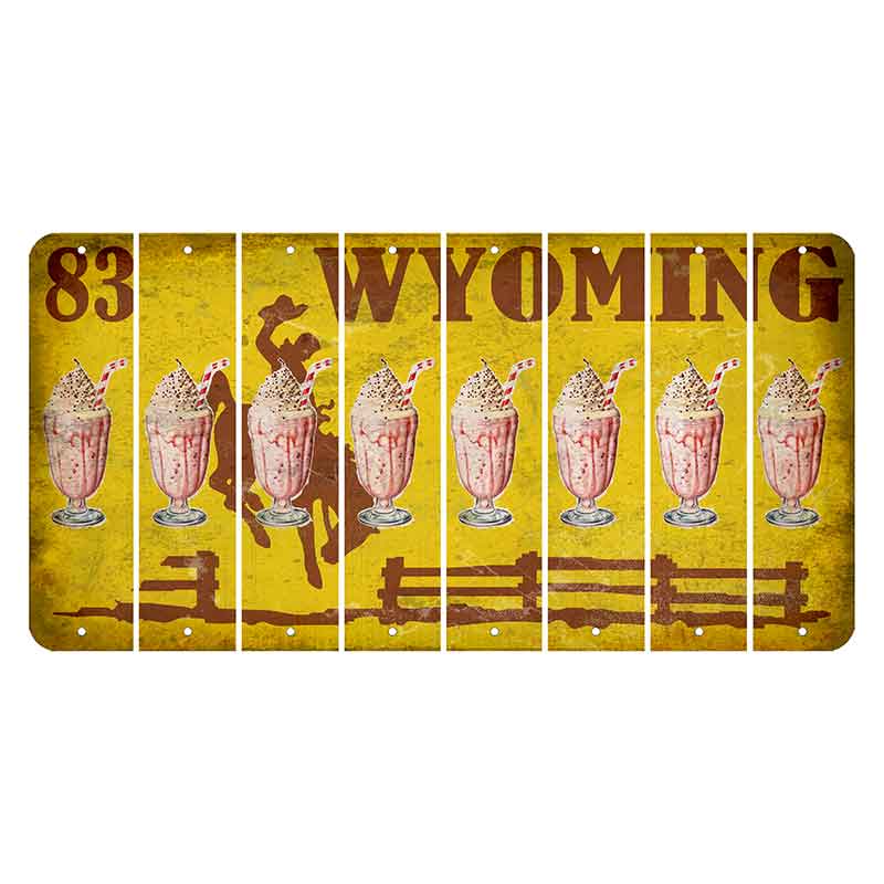 Wyoming Yellow Cut License Plate Strips (Set of 8) Milkshake