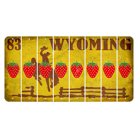 Wyoming Yellow Cut License Plate Strips (Set of 8) Strawberry