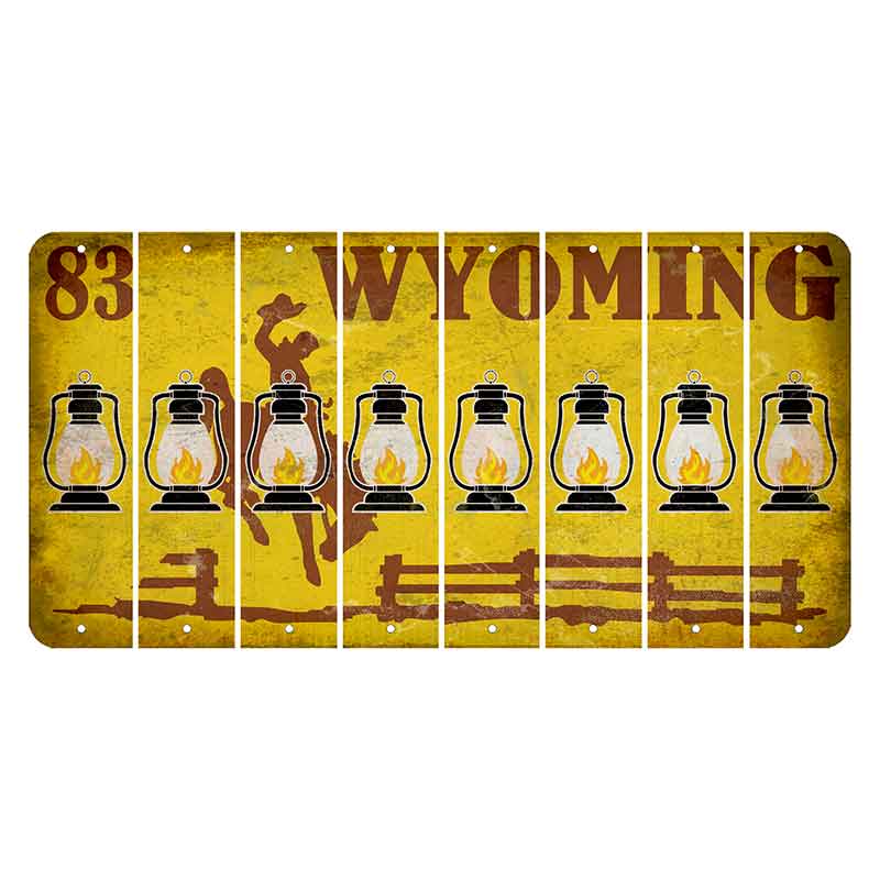 Wyoming Yellow Cut License Plate Strips (Set of 8) Lantern