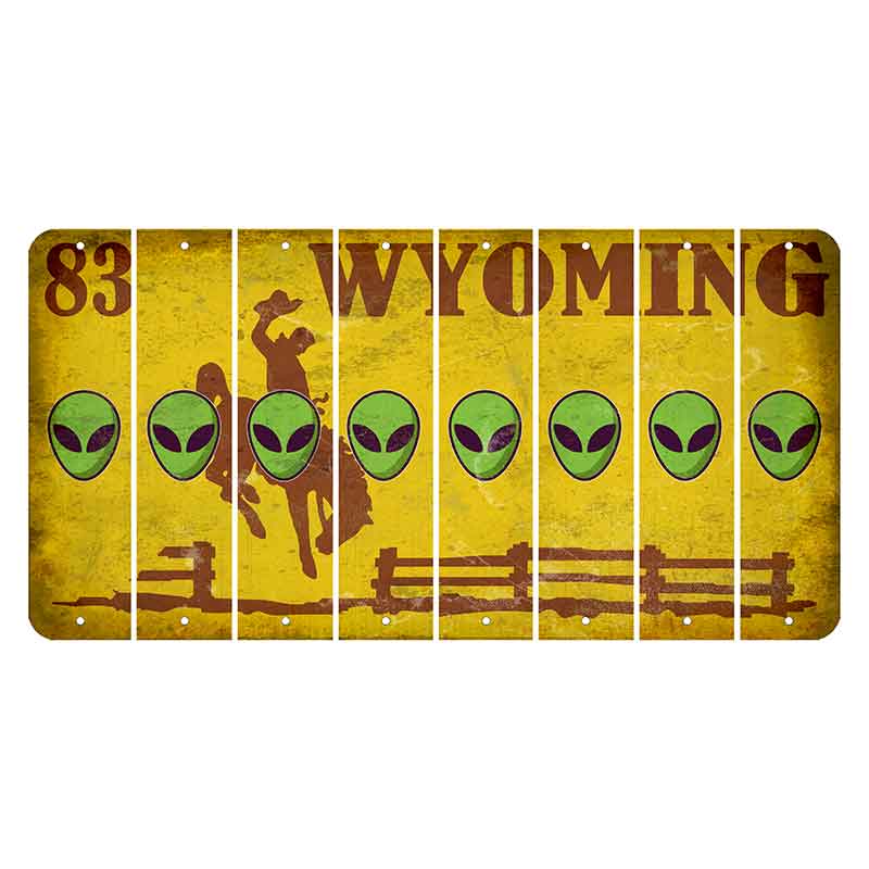 Wyoming Yellow Cut License Plate Strips (Set of 8) Alien