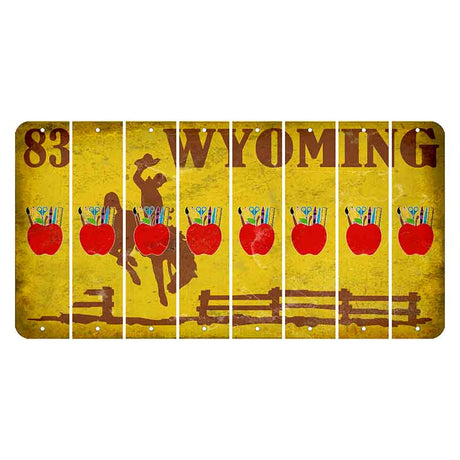 Wyoming Yellow Cut License Plate Strips (Set of 8) Teacher Apple