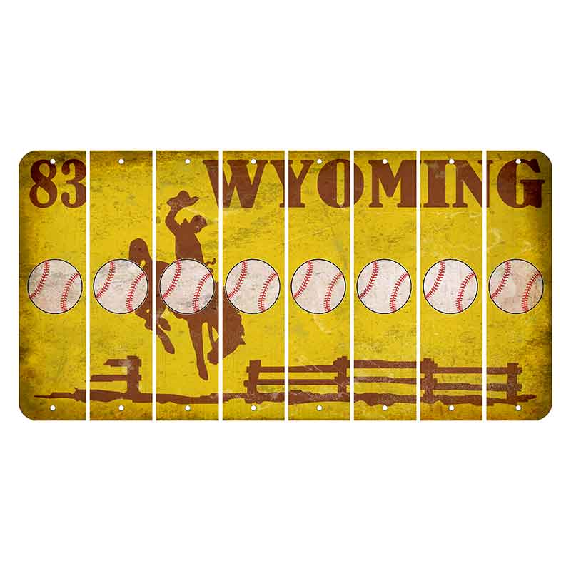 Wyoming Yellow Cut License Plate Strips (Set of 8) Baseball