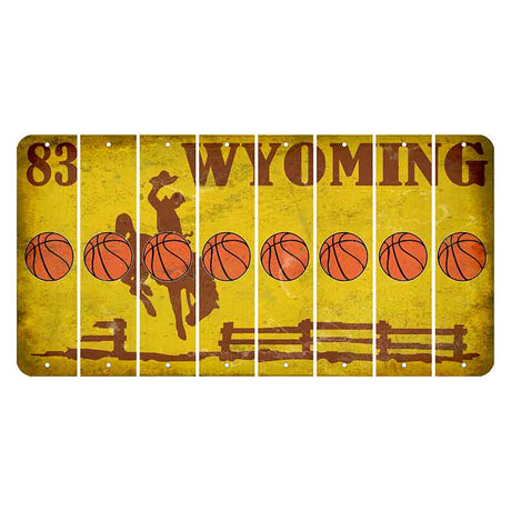 Wyoming Yellow Cut License Plate Strips (Set of 8) Basketball