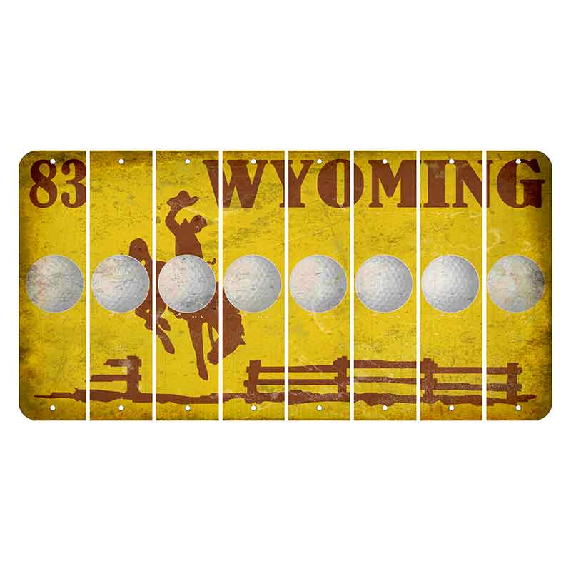 Wyoming Yellow Cut License Plate Strips (Set of 8) Golfball