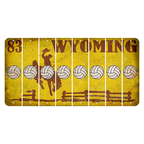 Wyoming Yellow Cut License Plate Strips (Set of 8) Volleyball