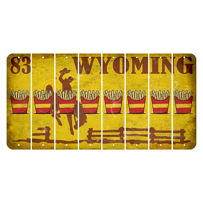 Wyoming Yellow Cut License Plate Strips (Set of 8) French Fries