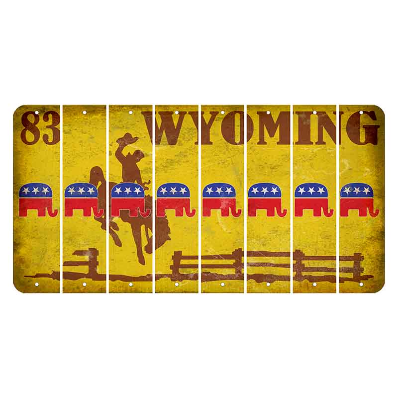 Wyoming Yellow Cut License Plate Strips (Set of 8) Republican