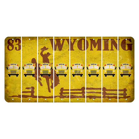 Wyoming Yellow Cut License Plate Strips (Set of 8) School Bus