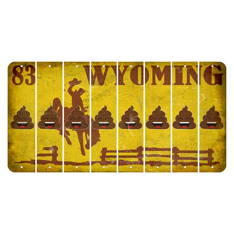 Wyoming Yellow Cut License Plate Strips (Set of 8) Emoji - Poop