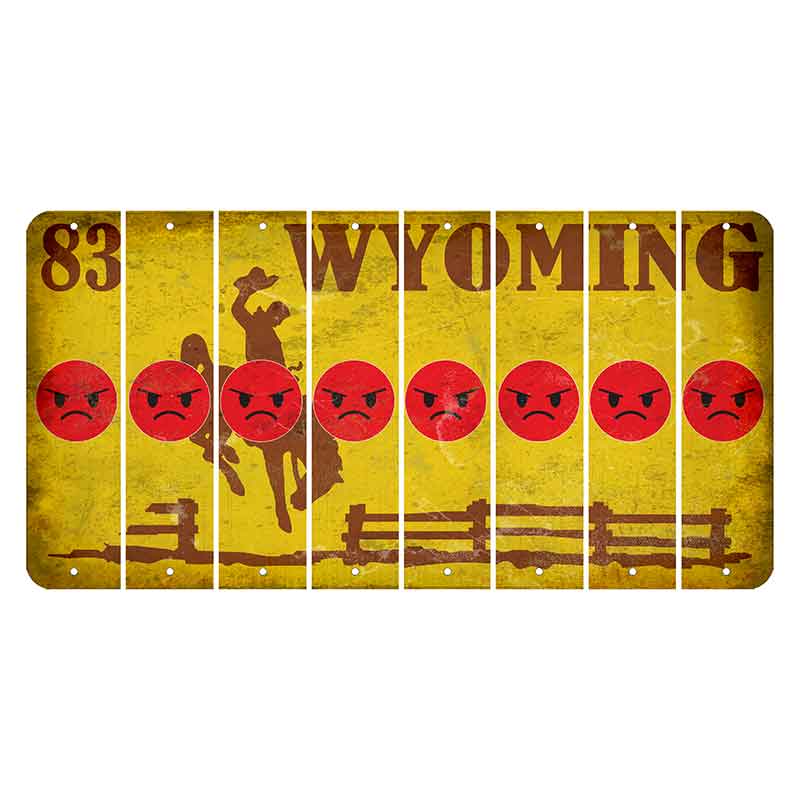 Wyoming Yellow Cut License Plate Strips (Set of 8) Emoji - Angry