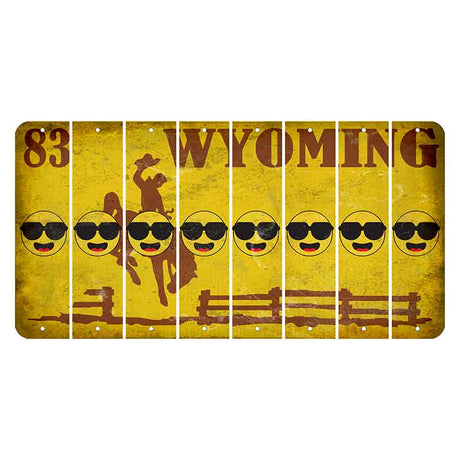 Wyoming Yellow Cut License Plate Strips (Set of 8) Emoji - Shades