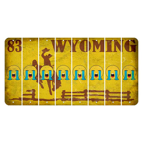 Wyoming Yellow Cut License Plate Strips (Set of 8) Emoji - Crying