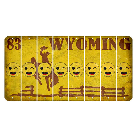 Wyoming Yellow Cut License Plate Strips (Set of 8) Emoji - Winking