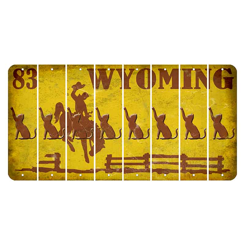 Wyoming Yellow Cut License Plate Strips (Set of 8) Cat