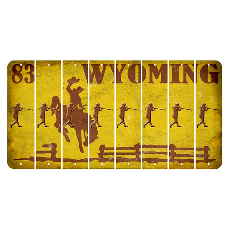 Wyoming Yellow Cut License Plate Strips (Set of 8) Softball Batter