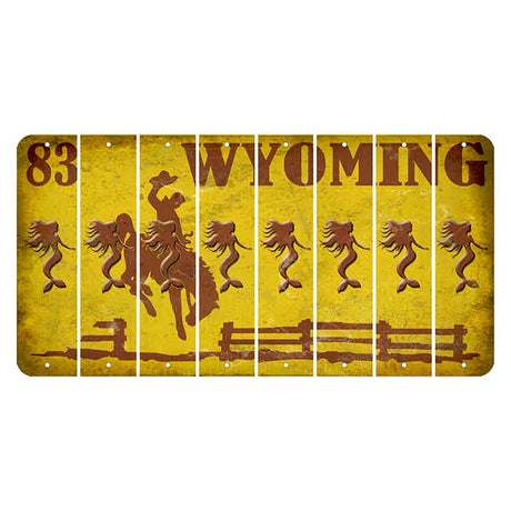 Wyoming Yellow Cut License Plate Strips (Set of 8) Mermaid