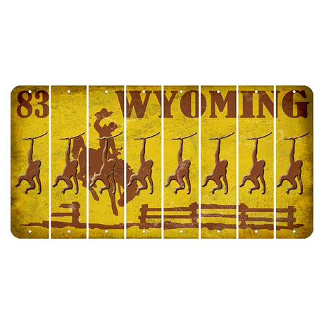 Wyoming Yellow Cut License Plate Strips (Set of 8) Monkey