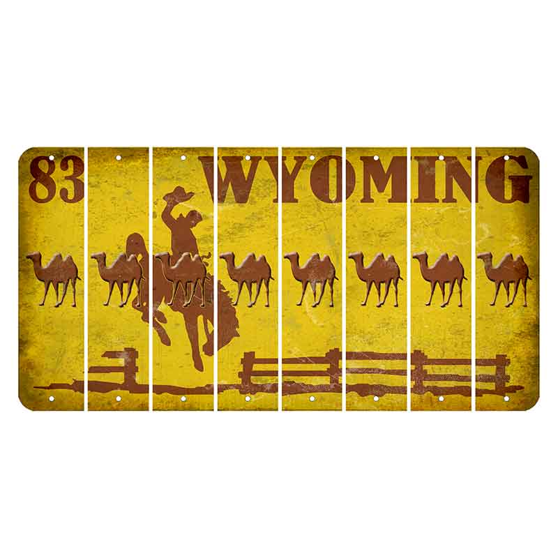 Wyoming Yellow Cut License Plate Strips (Set of 8) Camel