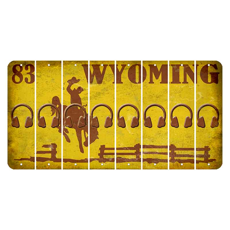 Wyoming Yellow Cut License Plate Strips (Set of 8) Headphones