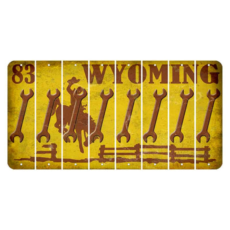 Wyoming Yellow Cut License Plate Strips (Set of 8) Wrench