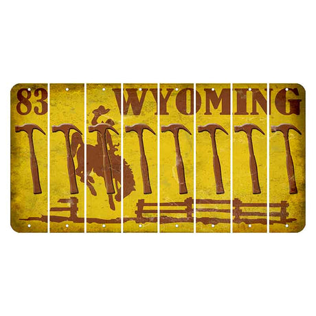 Wyoming Yellow Cut License Plate Strips (Set of 8) Hammer