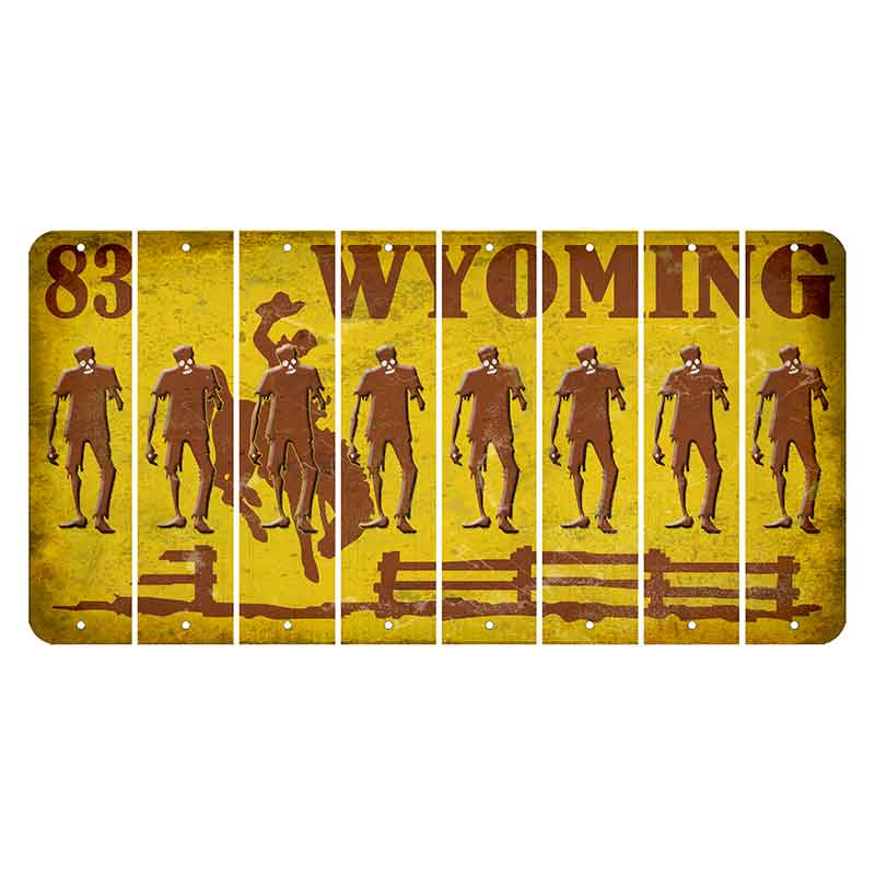 Wyoming Yellow Cut License Plate Strips (Set of 8) Zombie